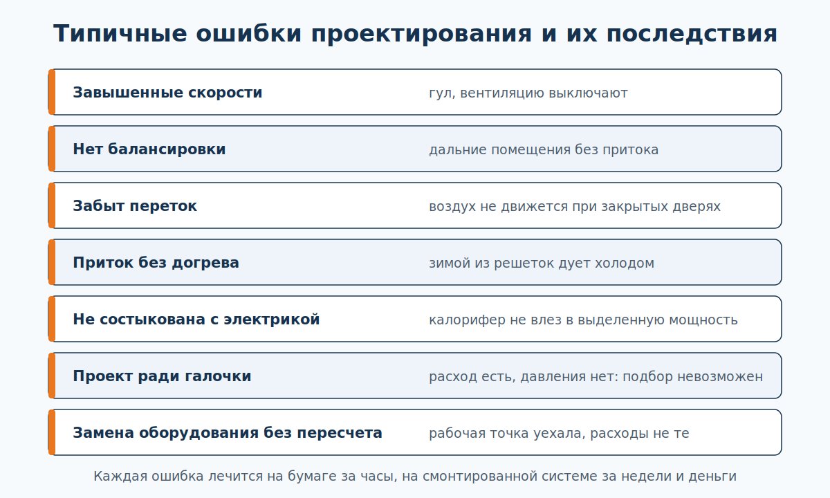 Типичные ошибки проектирования вентиляции и их последствия