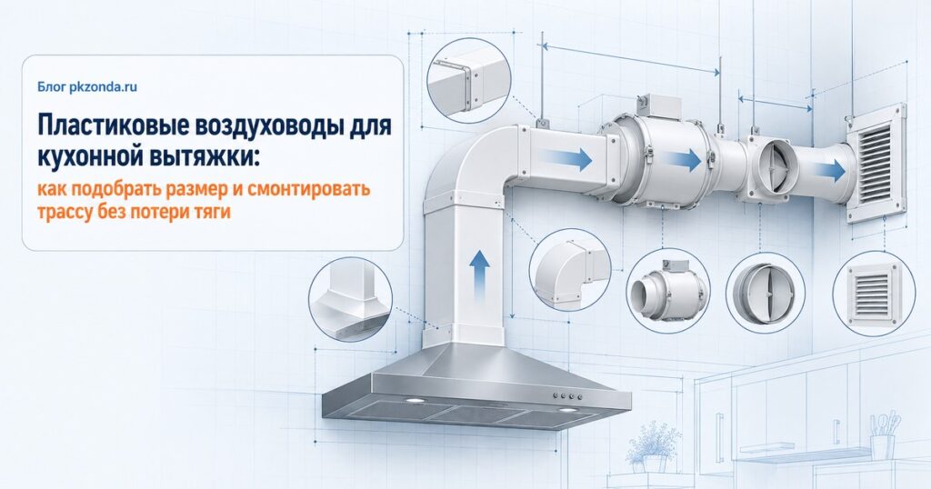 Пластиковые воздуховоды для кухонной вытяжки: как подобрать размер и смонтировать трассу без потери тяги