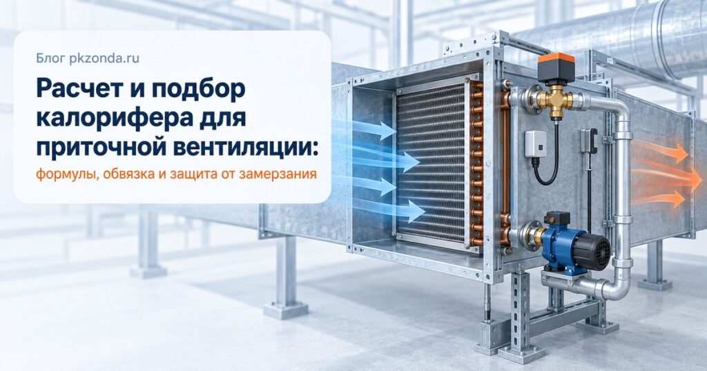 Расчет и подбор калорифера для приточной вентиляции: формулы, обвязка и защита от замерзания
