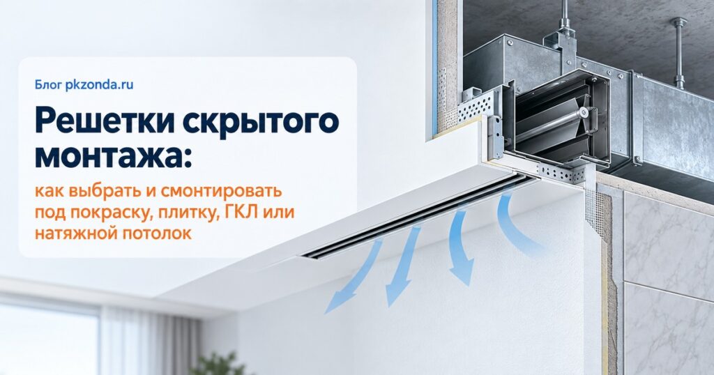 Решетки скрытого монтажа: как выбрать и смонтировать под покраску, плитку, ГКЛ или натяжной потолок