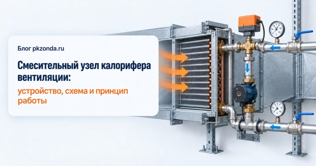 Смесительный узел калорифера вентиляции: устройство, схема и принцип работы