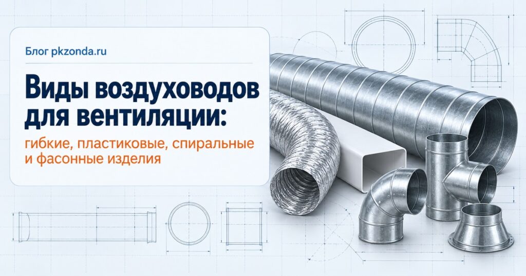 Виды воздуховодов для вентиляции: гибкие, пластиковые, спиральные и фасонные изделия