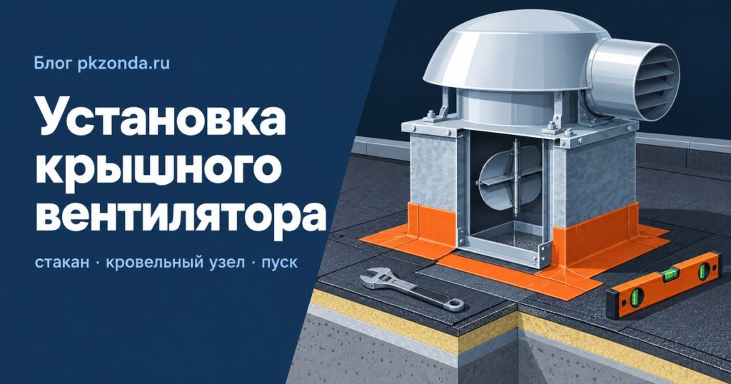 Установка крышного вентилятора: монтаж на стакан, кровельный узел, электрика и типичные ошибки