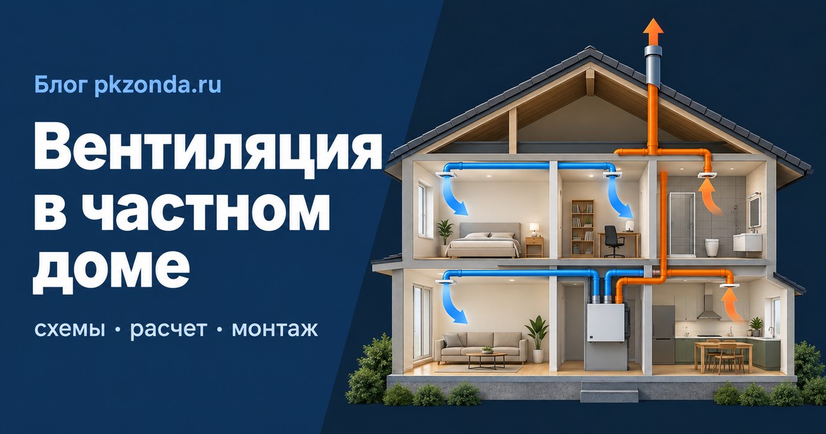 cover Вентиляция в частном доме: схемы, расчет и монтаж