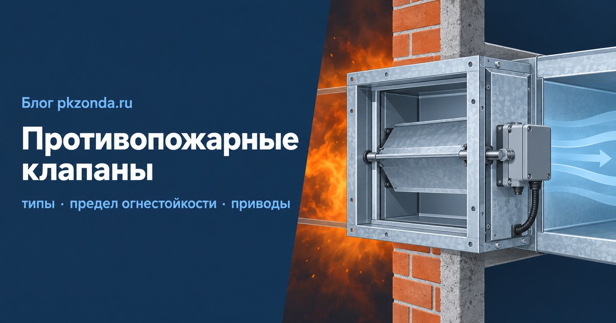 Противопожарные клапаны вентиляции: типы, предел огнестойкости, приводы